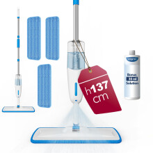 Enigma 137cm Spray Mop with 3 Washable Pads and 30ml Concentrated Starter Cleaning Solution?Wet & D