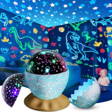 Dinosaur Egg Galaxy Star Projector Night Light for Kids Bedroom WOOTOY, 2-in-1 Dino & Star Projector with 360° Rotation Timer, Children's Gift