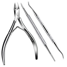 (Silvery 3pcs) 3pcs Stainless Steel Ingrown Toenail Clippers, Ingrown Toenail File and Lifters,Ingrown Toenail Removal Kit, Ingrown Toenail