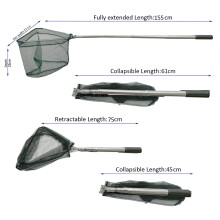 Telescopic Folding Fishing Landing Net,1.55m Stainless Steel Pole,Collapsible Extensible Long Handle,Triangular Net,For Bird Fish Catch,Aquarium,Pond