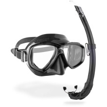 Cressi Perla Separate Glass Mask & Snorkel Set for Adults - Low-Volume Diving Mask - Dry-Top Snorkel Set - For Diving & Snorkelling - Black / Black -