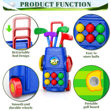 Doloowee Kids Golf Clubs, Toddler Golf Set with 6 Balls, 4 golf clubs, 1 Cornhole Board & Putting Mat, Kids Golf Set Mini Golf Set Toddler Toys Gift