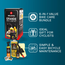 WELDTITE 6-in-1 Grande Bike Care Kit - Complete Cleaning & Maintenance Set With Bike Cleaner, Degreaser, Lube, Brushes, Wipes & Cleaning Cloth