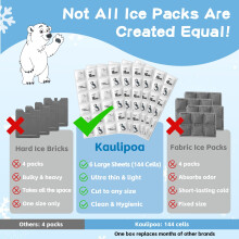Kaulipoa Ice Packs for Cool Bags & Cool Boxes, 6 Sheets Cut-to-Size Flexible Freezer Blocks, Slim Reusable Ice Sheets for Lunch Bags, Picnics & Campi