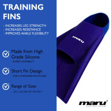 Maru Training Fins – Purple/Blue UK 3/5 (EU 36/38) – Short Silicone Swimming Fins for Adults & Juniors – Swimming Flippers for Strength & Speed