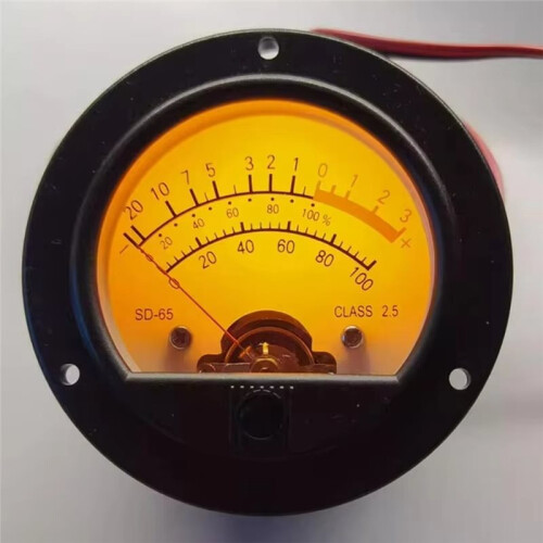 -65 Circular Black Pointer Meter Crown Retro Scale Vu Meter Level Voltage Strap Yellow Backlight 1