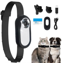 1080P HD Wireless Collar Camera Cat Dog Pet Collar Camera Video Recorder Body Camera for Indoor/Outdoor with 32G Card A