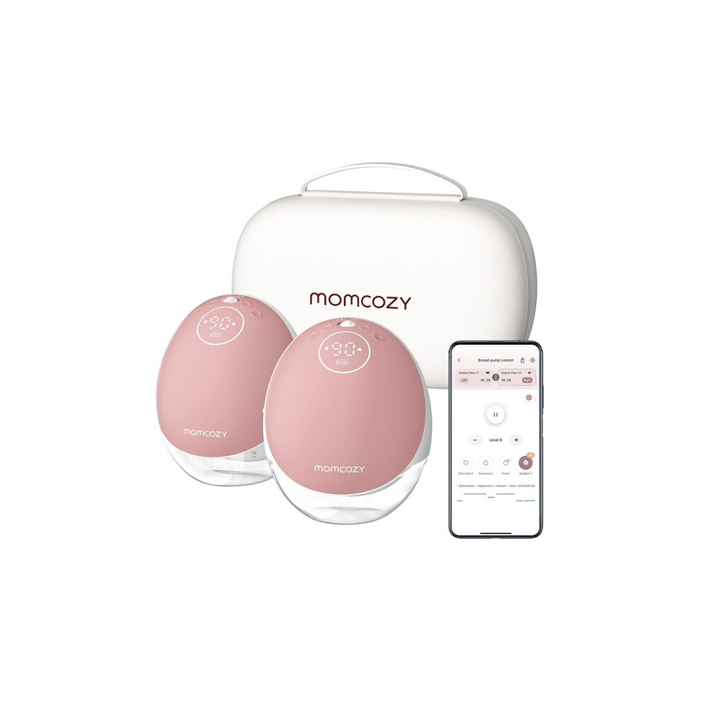 Momcozy M9 Mobile Flow Double Breast Pump Pink/White 762765367858