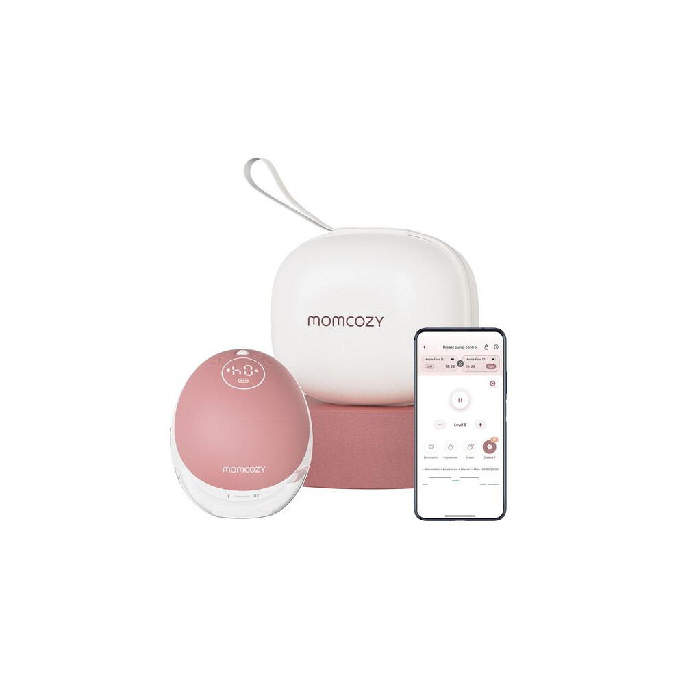 Momcozy M9 Mobile Flow Single Breast Pump Pink/White 762765367308