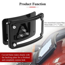3148 Black 3 Hole Curved Laydown License Plate Mount Bracket W/Frame, for All  Davidson Model VTX1800R/S/T