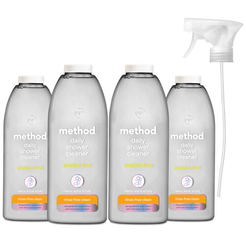 Method Method Shower Cleaner Spray, Cleans without Having to Rinse, Surface Cleaner, Passion Fruit Scent, 1