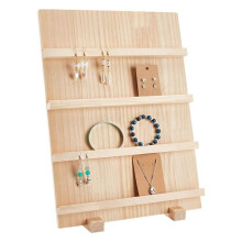 Espositore per Orecchini nel Legno un 4 Livelli, con Fessure Porta Biglietti da Visita per Orecchini Rustici per Mostrare L'Esposizione di Gioielli