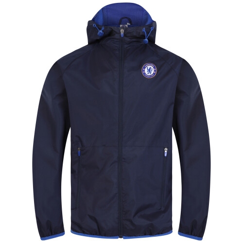 Chelsea Official Gift Mens Shower Jacket Windbreaker Peaked Hood Navy XL