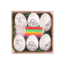 6 PièCes Oeufs de Pâques Bricolage Peints à la Main 2024 Oeufs de Dessin Animé Cadeau Fait Main pour Enfants Kit de Peinture D'Oeufs de Pâques-C