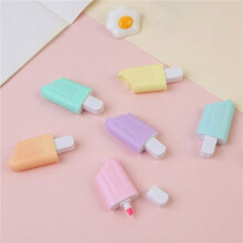 12X Kawaii Highlighter Pens, Neon Color Markers, 6Pcs Bright Drawing Pens, Cartoon Ice-Cream Shaped
