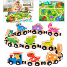 Toddler Toys for 1 2 3 Year Old Boys Girls: Wooden Dinosaur Toys for Boys age 1-3, Montessori Toys for 1 2 3 Year Old Magnetic Dinosaur Train for Bab