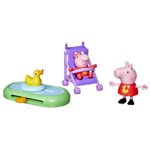 Peppa Pig Evie’s Park Playset, 4-Piece Preschool Toy with Peppa & Baby Evie Figures (7.5 cm), Stroller & Spinning Duck Pond Accessory, Imaginative S
