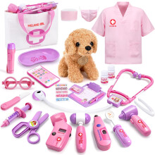 MELAND Doctors Set for Kids, Toddler Pet Vet Set with Doctor Costume, Dog Doll, Doctor Pretend Role Play Toys for 3 4 5 6 Year Old Girls Boys Birthda