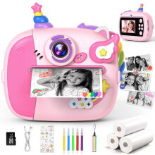 Wootoyz Kids Camera Instant Print, Toys for 3 4 5 6 7 Year Old Girls Gifts Unicorn Gifts for Girls Toys Age 3 4 5 6 Birthday Presents for 3-12 Year O