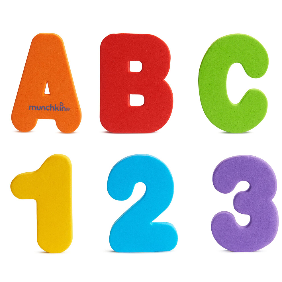 Munchkin Learn Baby Bath Foam Letters & Numbers | Mess-Free Baby Bath & Shower Toys | Sticks On Tiles & Porcelain | Creative Toddler Bath Toys