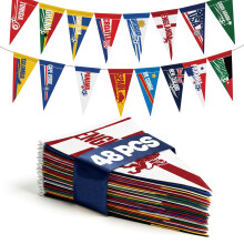 World Cup country Flag Pennants 48Pcs (10x23cm) Countries Triangle Flags - 15m Polyester Rope - Football championship Bunting Pennant for Party, Tour
