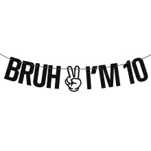 Happy 10th Birthday Banner – Flashing Black Banners for Boys and Girls – 10th Birthday Decorations (Age10)