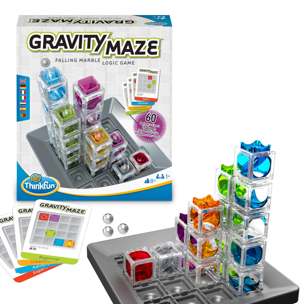 Thinkfun Gravity Maze Falling Marble Challenge Logic Brain Game And Stem Toys For Kids And Adults Age 8 Years Up - Gifts For Children
