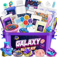 iKidiki Slime Making Kit, Toys for 6 7 8 9 10 11 12 Year Old Girls Boys Gifts Birthday Galaxy Slime Kits for Girls 6-12 Year Old Girl Boy Gifts Fluff
