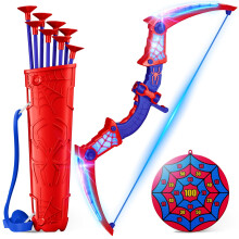Toys for Age 3-12, Boys Toy Bow Arrow With Red & Blue LED Lights, Quiver & Web Target, Kids Toys Gifts for 3 4 5 6 7 8 10 Year Old Boys Kids Birthday