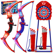 Toys for Age 3-12, 2 Pack Boys Toys With Red & Blue LED Lights, Standing Target & 2Quiver, Indoor Outdoor Toy Gifts Birthday Presents for 3 4 5 6 7