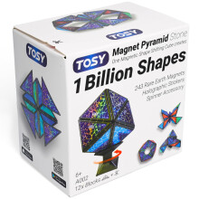 TOSY Magnet Pyramid Stone - 1 Cube Transforms into 1 Billion Shapes (Bunny, Egg Basket, Flowers, Heart), Easter Birthday Gift, 12 pcs, 243 Magnets, H
