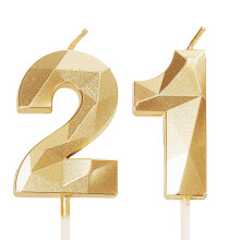 21st Birthday Candles, Gold Number 21 Happy Birthday Candles, Boys Girls Her Him Women Men Cake Topper Decorations for 21 Year Old Birthday Party Wed