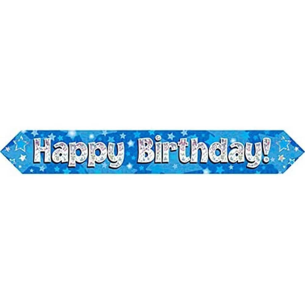 Oaktree Blue 9Ft Banner Happy Birthday Foil Holographic Banner