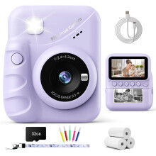 TIATUA Kids Camera Instant Print, 3.0" HD Screen 48MP Instant Camera for Kids with 32G Card & 3 Print Paper, 1080P HD, Fun Gift for Girls Boys 3-12 Y