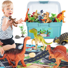 HahaGift 25 Pieces Dinosaur Toys for 3 4 5 6 Year Old Boys Gifts, Dino Games for Kids Age 3 4 5 6 7 Year Old Boy Toys, Dinosaur Figures Play Mat Set