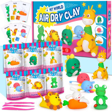 iFergoo Air Dry Clay - Pets Theme, 6 Fun Animal Designs, Create Modeling Clay Art, Modeling Clay Art & Craft Activity, Creative DIY Gift for Girls &