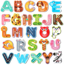 Magnetic Letters,Large Fridge Magnets for Kids,Animals Magnetic Alphabet Letters,Educational Learning Alphabet Toys Include 26 Uppercase ABC for Baby