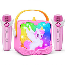 Unicorn Gifts for Girls,Karaoke Machine for Kids Toys for 3-10 Year Old Girl Gifts Kids Bluetooth Microphone with LED Lights & 2 Microphones Toddler