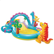 Intex-57135NP Dinoland Play Center-Inflatable water play center, assorted model (with and without volcano), multi-colored, 333x229x112 cm-280 Liters
