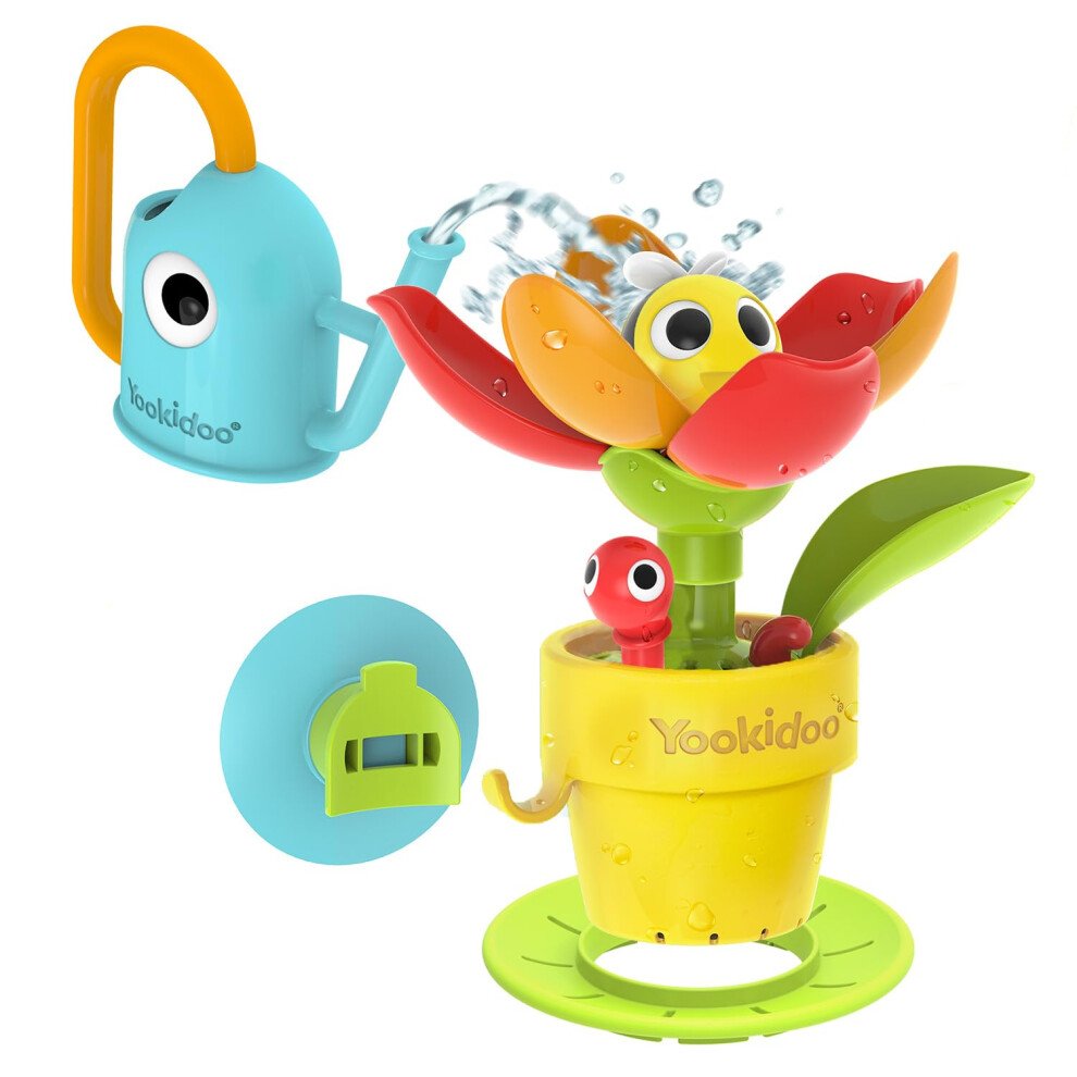Yookidoo Toddler Baby Bath Toy (Ages 1-3) Pop-Up Bee Flower Sprinkler - Garden Adventure Set With Watering Can (Mold Free) Attach To Any Tub, Shower