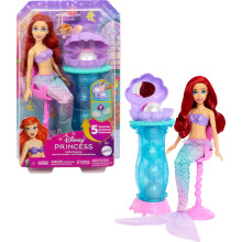 Mattel Disney Princess Toys, Ariel Vanity Pop Mermaid Fashion Doll with Removable Tail & Vanity with 5 Repeatable Pop-Up Surprises & 5 Accessories, J