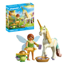Playmobil | Magic Unicorns | Unicornio flor de sol con hada | Con detalles mágicos y accesorios intercambiables | Regalo perfecto para niños a parti