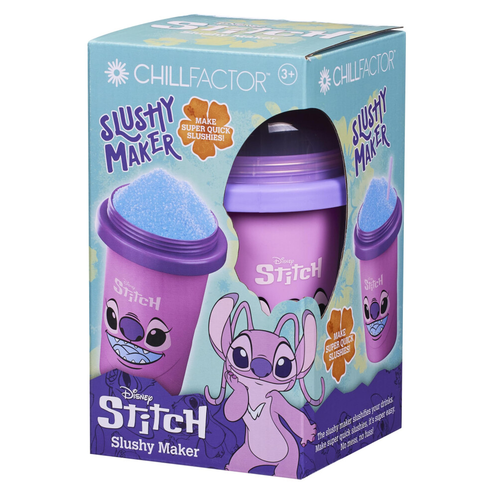 Chill Factor Pink Chillfactor 08259 Disney Stitch Reusable Squeeze Cup Maker With Angel Character Design, Homemade Slushies,