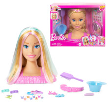 Barbie Doll Styling Head with 20+ Hair Styling Accessories Including Star & Butterfly Color Change Hair Clips, JFG81, Blonde