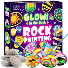 Glow Rock Painting Kit, Arts and Crafts for Kids Age 5 6 7 8 9 10 Toys for 6 7 8 9 10 Year Old Girls Craft Kits for Girls Boys Age 6-12 Glow in The D