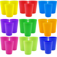 WAIZHIUA 27-Piece Plastic Cups, 260ml Reusable Drinking Cups, Plastic Tumblers Set for Children Kids, Kitchen, Outdoor Parties, Picnics, BBQ’s, Trav