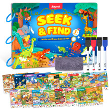 JoyCat Seek & Find Game Books - Wipe Clean Reusable Activity Book for Kids Ages 3-8, Travel Toys for Car Aeroplane, Preschool Educational Busy Book,