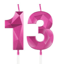 Hot Pink 13th Birthday Candles for Cake, Number 13 Candle for 13th Birthday Decorations, 3D Design Cake Topper Decor for Girls Womens Birthday Theme