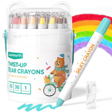 JUPITEARTH 36-Color Crayons for Kids 4-8, Non-Toxic Washable Crayons for Toddlers, Ultra-Silky Easy-Grip Art Supplies, Ideal Coloring Gift for Boys a