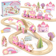 Lehoo Castle Unicorn Gifts for Girls, Wooden Train Set Toddler Toys for 3 4 5 6 Year Old Gifts, Christmas Train Track Girls Unicorn Toys for Kids Age